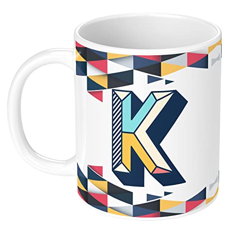 Image of 3D Colorful Alphabet Letter K Printed Coffee Mug For Girls Boys Friends Love Kids Best Gift For Birthday Anniversary Initial Letter K (Microwave Safe Ceramic Tea Coffee Mug-350ml) - ABVWM1 162