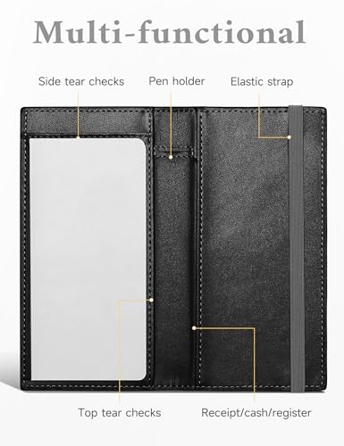 Image of Zreal Checkbook Cover for Men and Women, Premium Vegan Leather Checkbook Holder for Top & Side Tear Duplicate Checks with RFID Blocking (Classic Black)