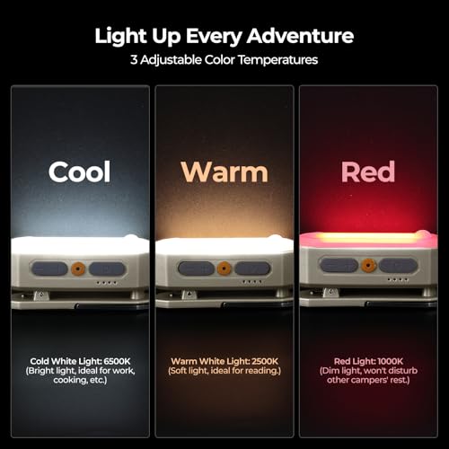 Image of BougeRV Movable Area Light, Rechargeable Camping Lantern, 3200mAh Portable Camping Light, IP65 Waterproof, Camp Lamp for Tent, Power Outages, Emergency, Outdoor(Khaki)