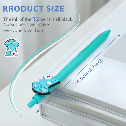 12 bolígrafos divertidos para enfermería tinta negra miniatura 2