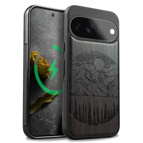 Google Pixel 11 case paysage montagnes étui bois pour les passionnés