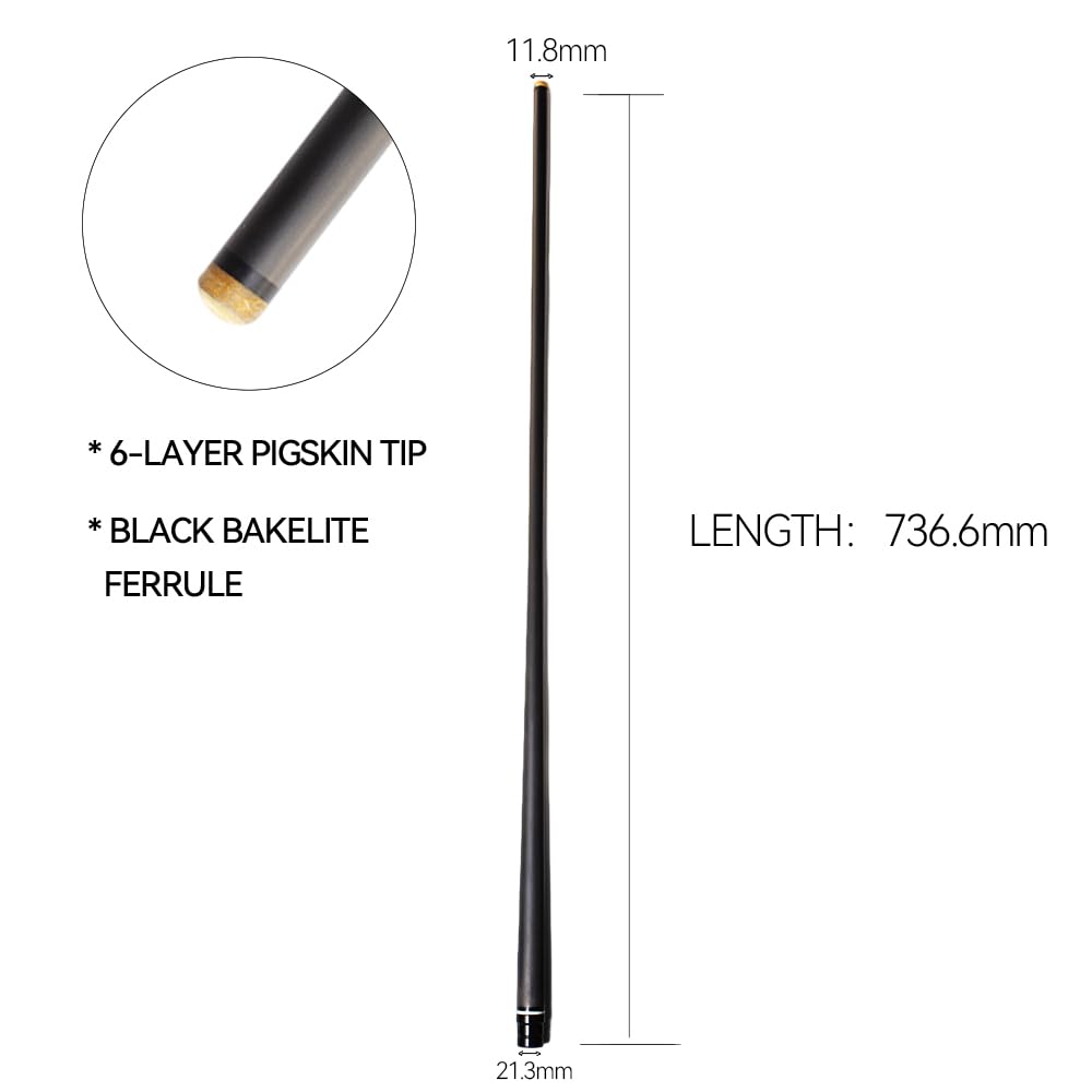 OKHEALING - 29インチ ピン カーボンプールキュー シングルシャフト、ティップ 11.8mm、12.5mm、13mm 超スムーズ、コントロール性 プロテーパー - 2