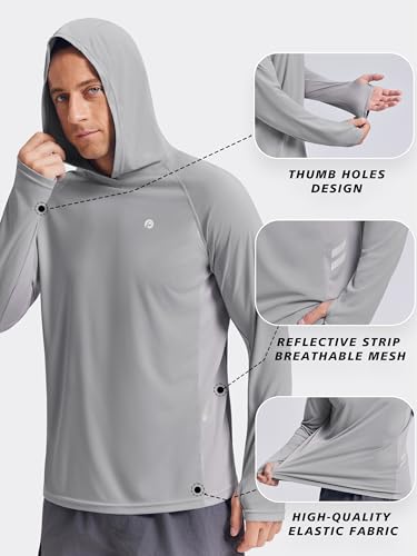Image of PINSPARK Men's UPF 50+ Sun Shirts Long Sleeve Fishing Hoodie, UV Protection Rash Guard for Outdoor Hiking Running Swim Shirt