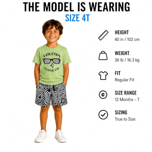Image of Volcom Baby Boys Swim Set - 2 Piece Short Sleeve Swim Shirt Graphic Tees & Board Shorts - Infant Toddler Little Boys Swimsuit