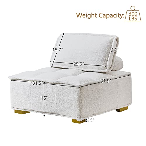 Gnixuu Modular Single Sofa, Lazy Sofas Ottoman With Gold Wooden Legs Teddy Fabric, Armless Couches For Small Space Living Room Bedroom Apartment Office #TOP5