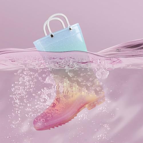 JUDIS Kids Glitter Rain Boots Girls Waterproof Rain Shoes with Easy-on Handles3
