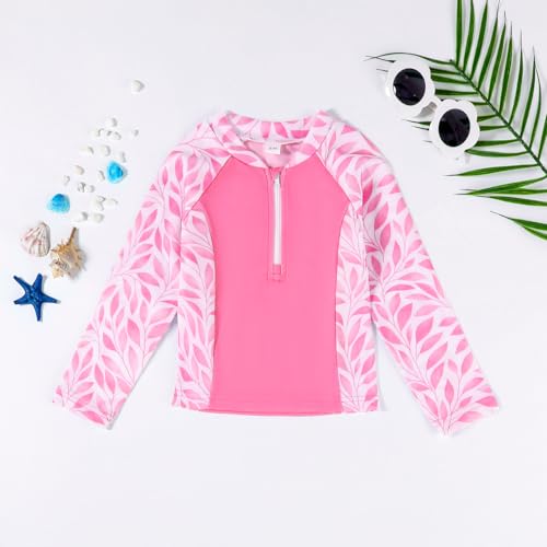 Image of Toddler Girls Long Sleeve Swimsuits Girl Swimwear Little Girls Swimsuits 2 Pieces Toddler Rash Guard Swimsuit Print