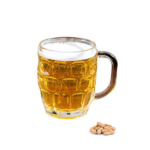 LavoHome Dimple Stein European Stein Style Beer Glass Mug With Handle -16 oz (6) - Image 4