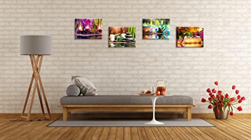 Zen Canvas Wall Art, Spa Treatment Picture With Bamboo Stone Paintings (Waterproof, Hook Mounted, 1" Thick) #TOP2
