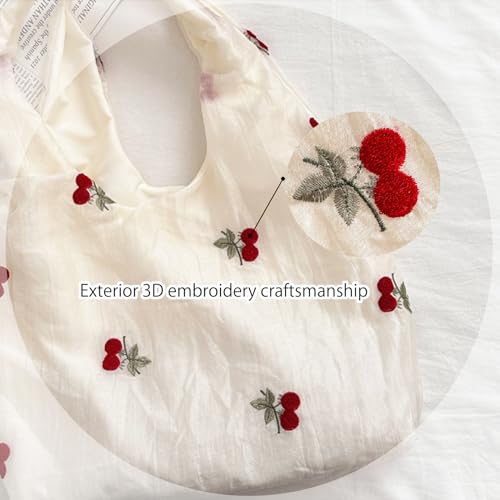 Bolso blanco bordado con cerezas para mujer miniatura 4