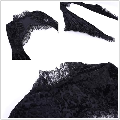 Image of win2win Gothic Bolero Shrug Crop Tops for Women Victorian Bell Sleeve Y2k Punk
