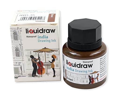 Liquidraw Tinta de dibujo de colores, tinta india, resistente al agua, 20 colores surtidos, tintas indias de 35 ml para artistas (marrón)