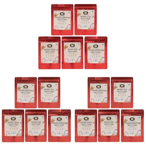 Image of Millet Amma Millet Grain Flour Combo, CERTIFIED ORGANIC Millet Pack of 15-5Kg, Positive Millets Due to its Balanced Nutritional Profile - Kodo, Foxtail, Browntop, Little, Barnyard.