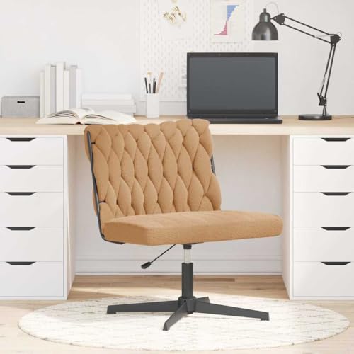 Frdhee Silla de comedor, silla giratoria de oficina beige rizada de tela parecida a lana,sillón relax para estudio,oficina,dormitorio