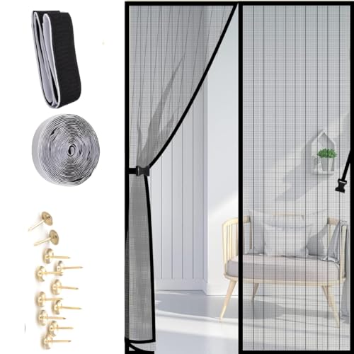 Magnetic Screen Door 90 cm x 210 cm - Self Sealing, Heavy Duty, Hands Free Mesh Partition Keeps Bugs Out - Pet and Kid Friendly - Keep Open Feature - 90 cm x 210 cm