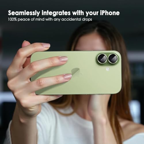 Image of Skinomi Camera Lens Protector Compatible with iPhone 17, [Anti-Scratch] Premium Tempered Glass Film Aluminum Alloy Lens Ring Cover- Sage Green Titanium