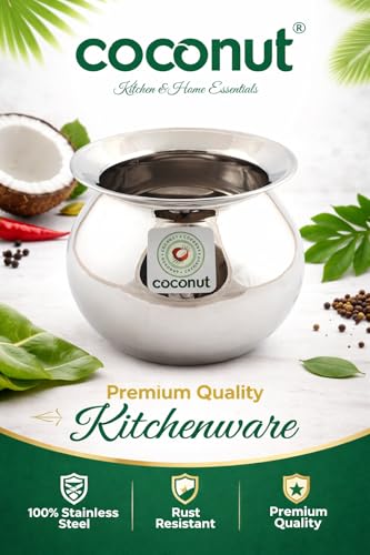 Image of Coconut Stainless Steel Heavy Gauge Pongal Pot | Gundu Balloon Handi | Multipurpose Steel Cooking Vessel | Rust Resistant, Durable Kitchen Pot for Daily & Festival Use (7000ml)
