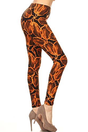 INACTIVE S119-PLUS Spring Leafs Print Fashion Leggings