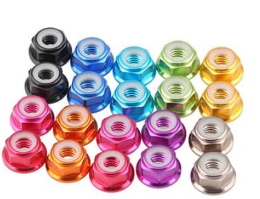 5pcs M6 Aluminum Alloy Flange nut muff Nylon Ring self-Locking Nuts Anti-Loosing Muffs Multicolor Sleeve - (Size: Pink)