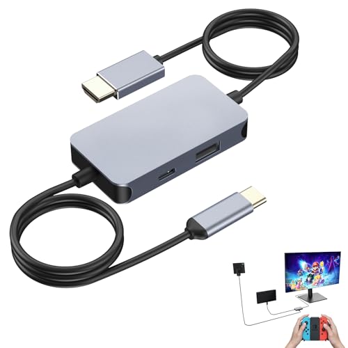 For Switch �h�b�N �e���r�ڑ��o�� �X�C�b�` �h�b�N ���ڂ�TV�o�� �h�b�N���@�\ 4K@30Hz Type-C to HDMI�ϊ� 3in1 USB 3.0/2.0�|�[�g C�|�[�g �|�[�g �����ޗ� �y�ʉ� �����\�`�b�v �x���Ȃ� �����^�ѕ֗�