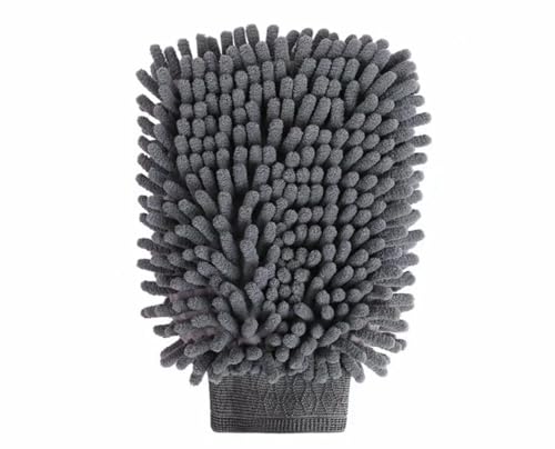 Image of Microfibre Car Wash Mitt Glove – Super Absorbent Chenille Cleaning Glove for Car, Bike, Motorcycle, Home & Window Cleaning – Scratch-Free, Lint-Free, Reusable Wash Mitt (Grey)