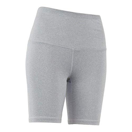 Reebok Women's Compression Running Shorts - High Waisted Performance Gym Yoga & Workout Bike Short - 7 Inch Inseam - High Rise Short Grey Heather, Medium