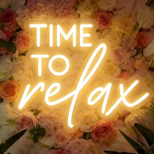 Image of Time To Relax Led Dimmable Neon Lights Sign for Home Bathroom Spa Beauty Cosmetic Salon Wall Decor,Spa Day Gifts for Women,Spa Products Aesthetic Center Salon Door Decorative Acessories