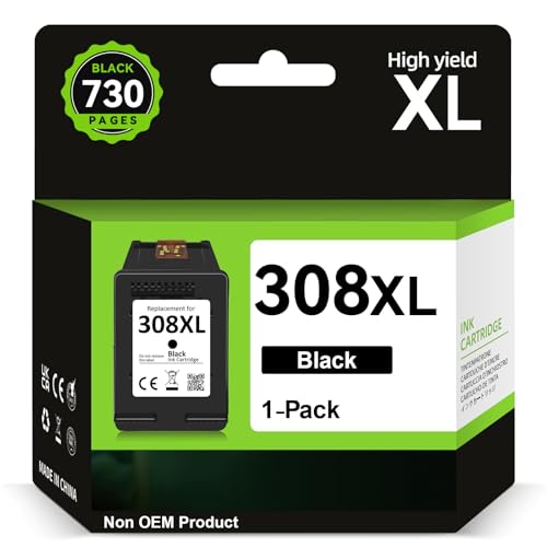 INKWELLZ Cartuchos 308XL BK   730+ Páginas, Reemplazo para Originale Tinta HP 308 Negro, para HP Envy 6120e 6122e 6132e 6520e 6530e 6532e 6152e 6558e 6110e 6130e DeskJet 2910 2920 2921 2922