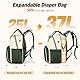 Tonyeee Wickeltasche Rucksack Baby Wickelrucksack mit Wickelauflage 25-37L Erweiterbares Große Wickeltasche Kinderwagengurten, Reise Rucksack Windeltasche Multifunktional Mommy Bag,Grün Aprikose