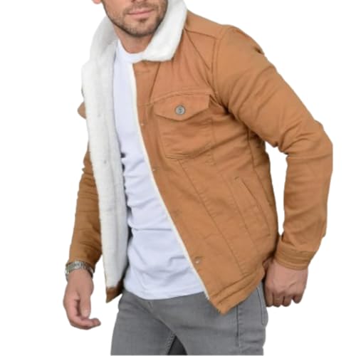 Men’s Denim Jacket with Sherpa Lining, Classic Jean shearling jacket, trucker denim jacket sherpa lined2