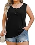 taglie comode online uomo Gilet con bottoni sul davanti: caratterizzato da scollo rotondo e tre bottoni, questo canotta donna estiva taglie forti emana uno stile casual chic. Il design senza maniche copre ampiamente le spalle per nascondere le spalline del reggiseno, rendendolo un capo essenziale, elegante e minimalista, facile da indossare e da togliere.