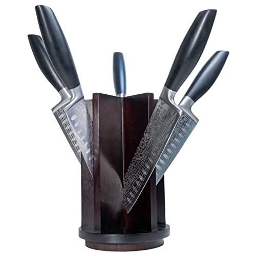 Spin & Slice Rotating Magnetic Knife Block: Minimalist, Sleek & Unique Design - Eco Friendly Bamboo - Fits More Than 5 Knives - An Essential Kitchen Companion #TOP27