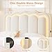 Full Upholstered LED Bed Frame with 2 Storage Drawers and Adjustable Chic Double Wavy Headboard, Velvet Princess Platform Bed with Charing Station, Solid Wood Slats Support,No Box Spring Needed,Beige