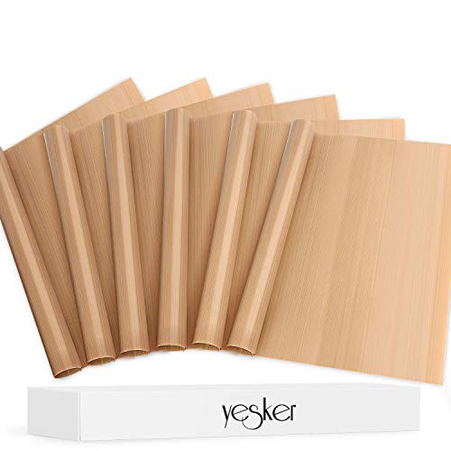 Yesker YES-43 PTFE Teflon Press Transfers, 16 x 20 Heat Resistant Craft Sheet, 100% Non Stick Protects Iron and Work Area (6-Pack), Brown