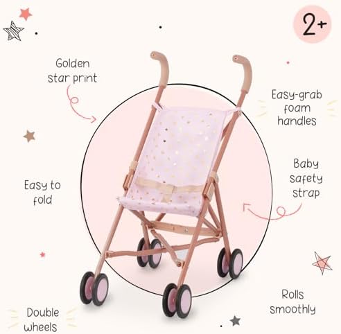 LullaBaby – Baby Doll Stroller – Foldable Frame – Star-Print Design – 14-Inch Baby Doll Accessories – Pretend Play 2+ Years — view 3