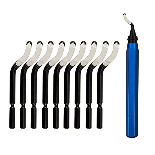 Deburring Tool with 10Pcs HSS Blades - Deburring Tool for Metal, Aluminum, Copper, Plastic Pipe, 3D Printing, Brass