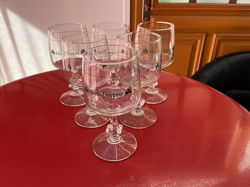 Lot de 6 verres à irish coffee avec le trèfle