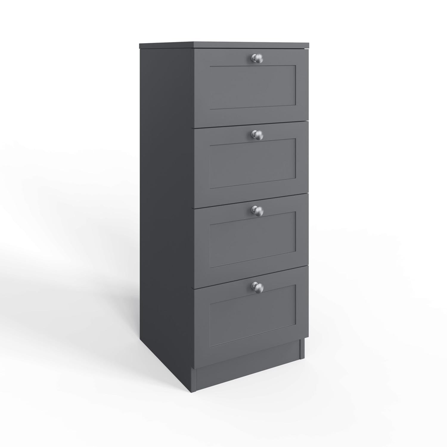 FWStyle Matt Grey 4 Drawer Chest of Drawers - H99 X W40 X D40cm
