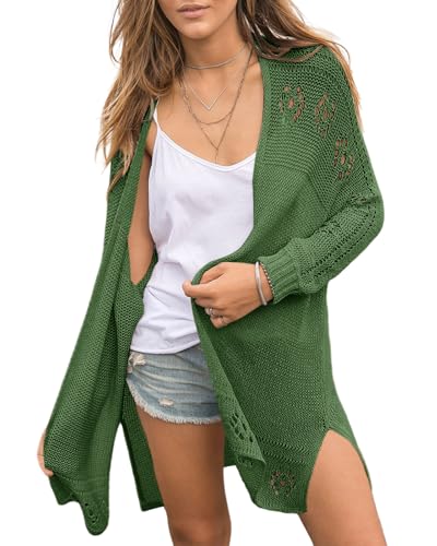 Image of Misassy Womens Open Front Knit Sheer Cardigans Summer Boho Lightweight Long Sleeve Kimono Long Sweater