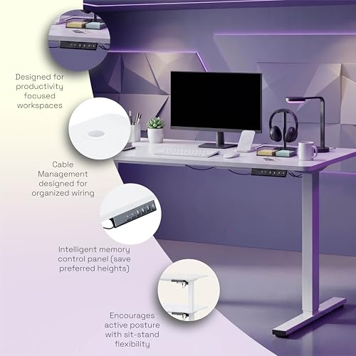 Image of Wakefit Study Table | 5 Yr Warranty | Standing desk, Computer Table for Home Pc, Electric Height adjustable, Digital Display & 4 Memory Presets, Free Installation, Modern Ergonomic Wobble-Free- L160Cm