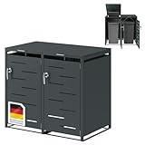 STEELSØN Diorus Mülltonnenbox 2er bis 240L abschließbar – Hochwertige Mülltonnenverkleidung für 2 Tonnen – Müllbox Stahl – Müllcontainer Anthrazit - Mülltonnen Box wetterfest – Gerätebox mit Schloss