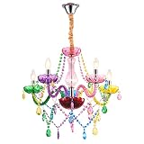 5 Light Colorful Crystal Light Fixture K9 Crystal Ceiling Chandelier, Bedroom Livingroom Colorful Cr