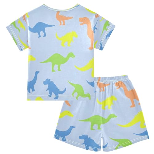 senya Short Sleeve Pajamas Sets Summer Cotton Sleepwear Colorful Dino2