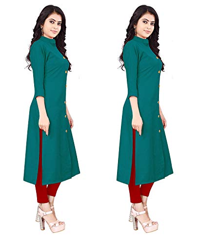 Image of NATEK Women's Cotton Straight Plain Kurtis Combo Pack of 2