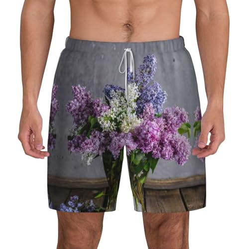 Short de bain respirant homme pour le surf et la plage imprimé lilas