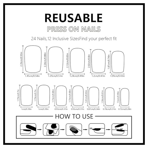 Image of Red Press on Nails Heart Fake nails French Tip Glue Glossy Full Cover Nail Press ons Short Square Stick on Nail for Women Girls Manicure 24Pcs