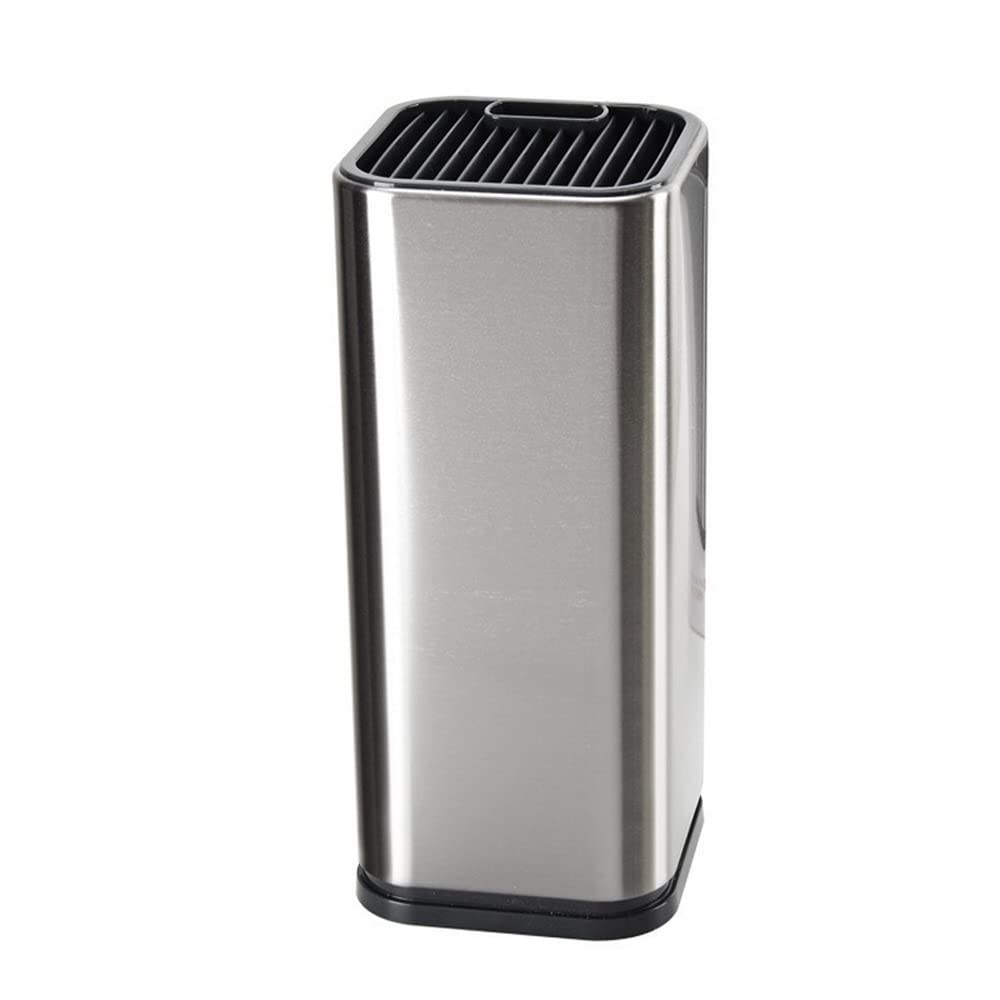 Universal Knife Block, Stainless Steel Knife Holder Stand with Slots for Scissors and Sharpening Rod, Rectangular Knife Storage Stand Safe and Detachable for Easy Cleaning