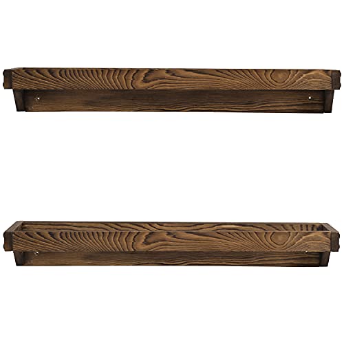 Mygift Rustic Burnt Wood Wall Mounted Shoe Storage Rack, Entryway Footwear Organizer Holder, Set Of 2 #TOP4