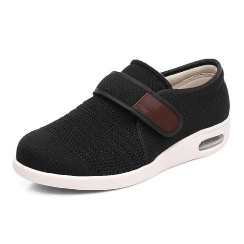 Men's Width Shoes with Adjustable Lightweight, Breathable Non Slip Diabetic Shoes, Comfy Indoor House Shoes, Sneakers for Swollen Feet Edema (Black Men 13)