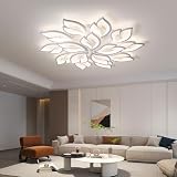JAYMP 39.4' Flower Shaped Ceiling Light Dimmable Modern Ceiling Lamp Remote Control LED Lighting Fixture for Living Room Kitchen Dining Room (White/15 Petals)